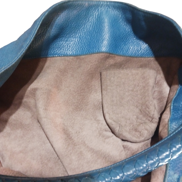 Bottega Veneta Large Luxury Hobo Bag Turquois Pebble Leather Woven Shouder Bag - Picture 7 of 14